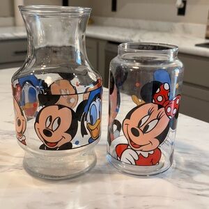 Vintage Disney Mickey Mouse Juice Pitcher And Candy Jar Set